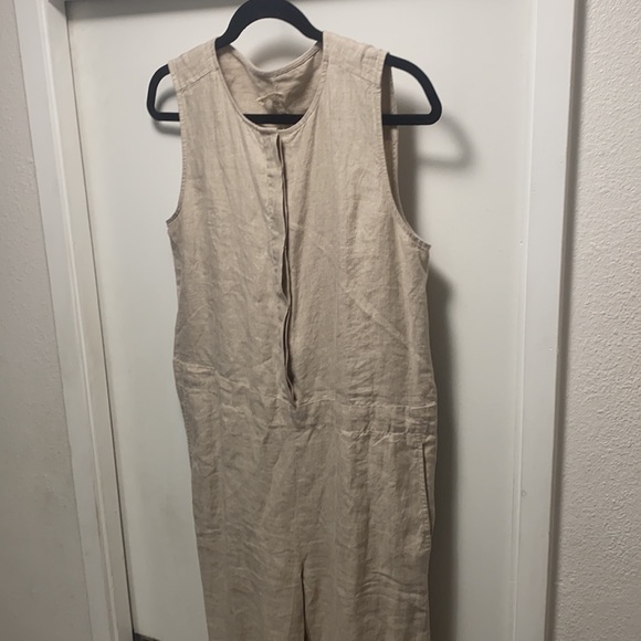 Eileen Fisher Organic Linen Round Neck Jumpsuit - Picture 7 of 10